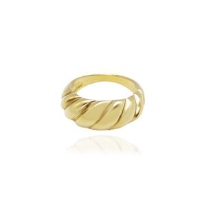 Croissant Dome Bubble Ring 18k Gold Plated Stainless Steel